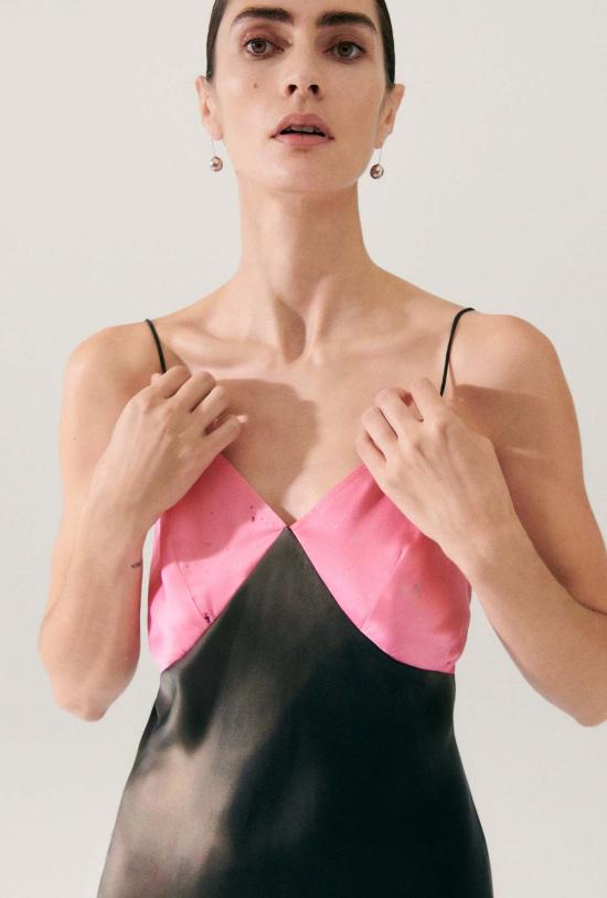  실크 런드리 롱 원피스 실크 세탁 데코 룰로 드레스 스모크/호그 워시 - SILK LAUNDRY