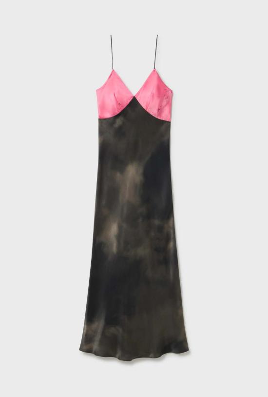  실크 런드리 롱 원피스 실크 세탁 데코 룰로 드레스 스모크/호그 워시 - SILK LAUNDRY