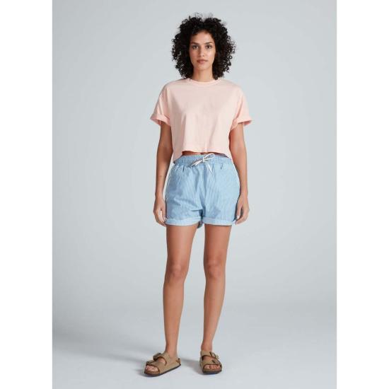  ASKK 뉴욕 데님 숏팬츠 Askk Ny 칸쿤 짧은 반바지 블루 스트라이프 - ASKK NY