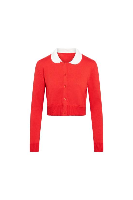  올리비아 라티노비치 가디건 페니워스 여사 카디건 레드 - OLIVIA LATINOVICH