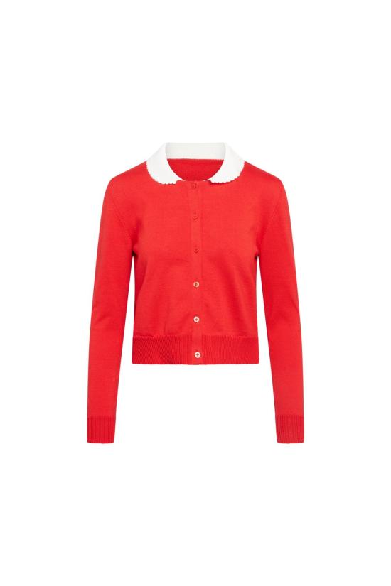  OLIVIA LATINOVICH 가디건 올리비아 라티노비치 페니워스 여사 카디건 레드