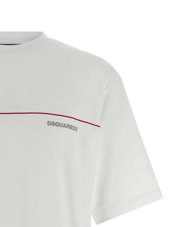  디스퀘어드2 반팔 티셔츠 Dsquared2 프린트 티셔츠 화이트 - DSQUARED2
