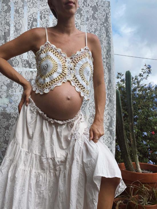  핀 앤 레이 민소매 티셔츠 핀앤레이 크로셰 니트 크롭 탱크탑