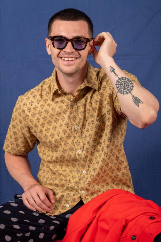  DUSHYANT. 반팔 셔츠 두샨트. 포크 핸드 프린트 반팔 - DUSHYANT