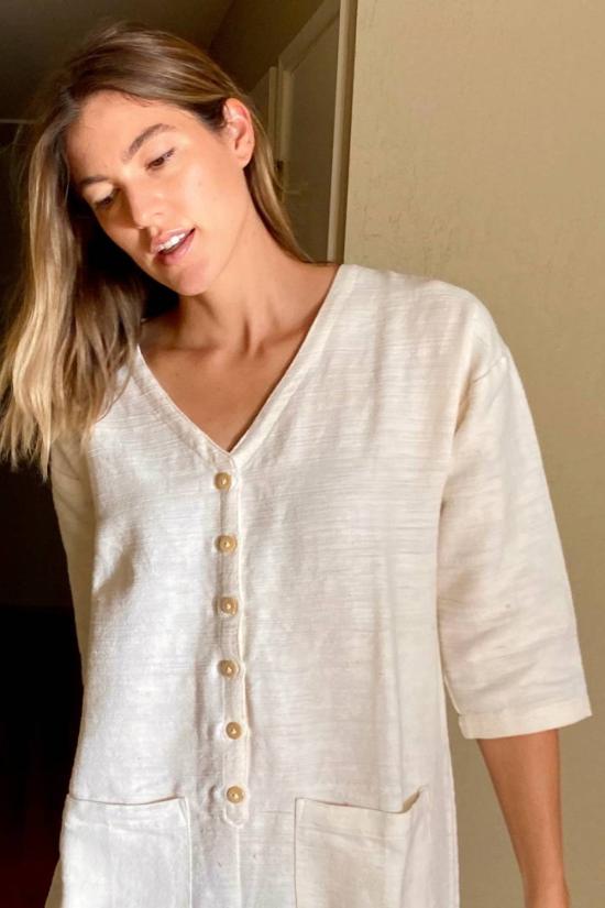  해피 프렌치 갱 점프수트 Happyfrenchgang 텍스처드  내추럴