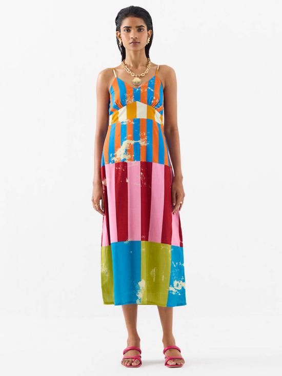  이키비 롱 원피스 롱 비치 스트랩 드레스 멀티 컬러 - IKKIVI