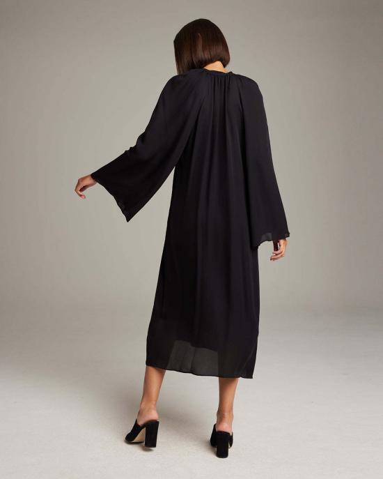  보즈 롱 원피스 실크 벨 슬리브 드레스 - VOZ