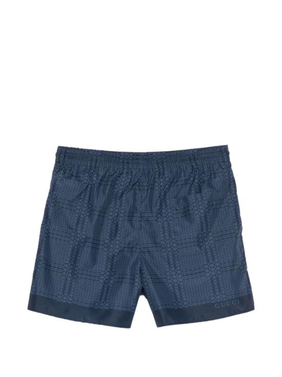  구찌 스윔팬츠 인터로킹 G 로고 수영 반바지 블루 - GUCCI