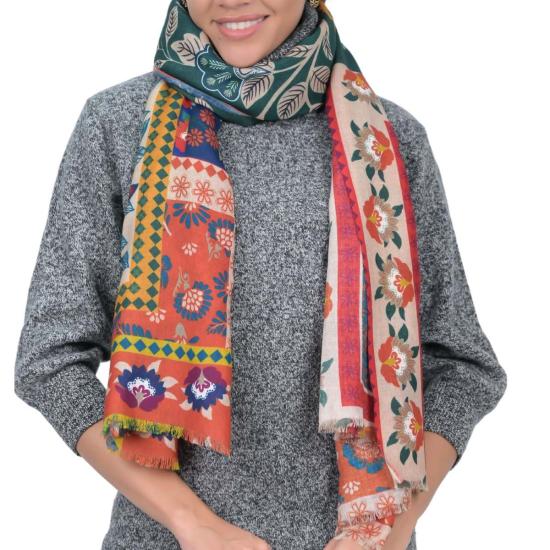  비스마야 머플러/스카프 송버드 직사각형 울 스카프 베이지 오렌지 - VISMAYA