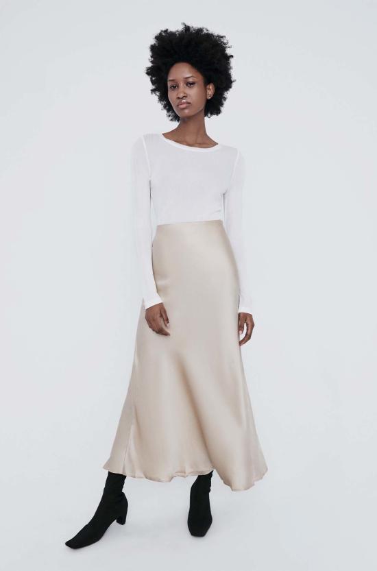  실크 런드리 롱 스커트 롱 바이어스컷 스커트 헤이즐넛 색상 - SILK LAUNDRY