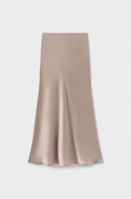  실크 런드리 롱 스커트 롱 바이어스컷 스커트 헤이즐넛 색상