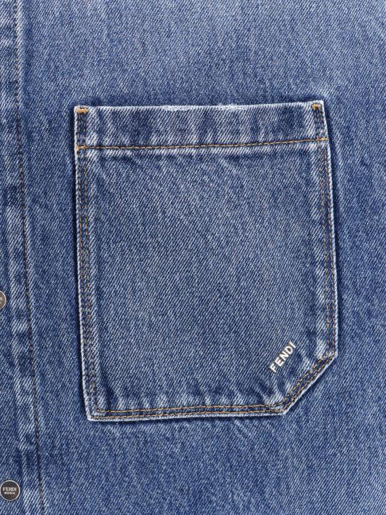  펜디 데님 팬츠 데님 오버사이즈 셔츠 블루 - FENDI