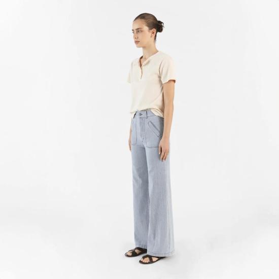  마스콥 스트레이트 팬츠 매스코브 브론슨 팬츠 네이비 핀스트라이프 - MASSCOB