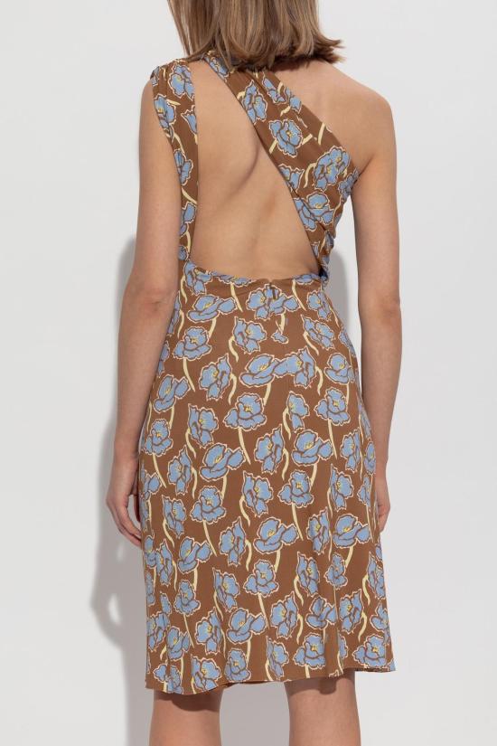  베르사체 미디 원피스 원숄더 드레스, 토바코 파우더 블루 - VERSACE