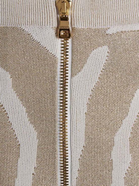  발망 숏 스커트 얼룩말 미니스커트 베이지 - BALMAIN