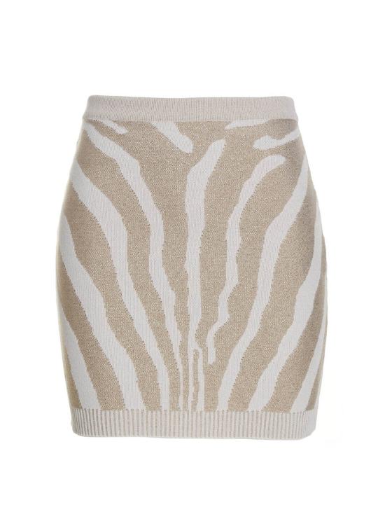  발망 숏 스커트 얼룩말 미니스커트 베이지