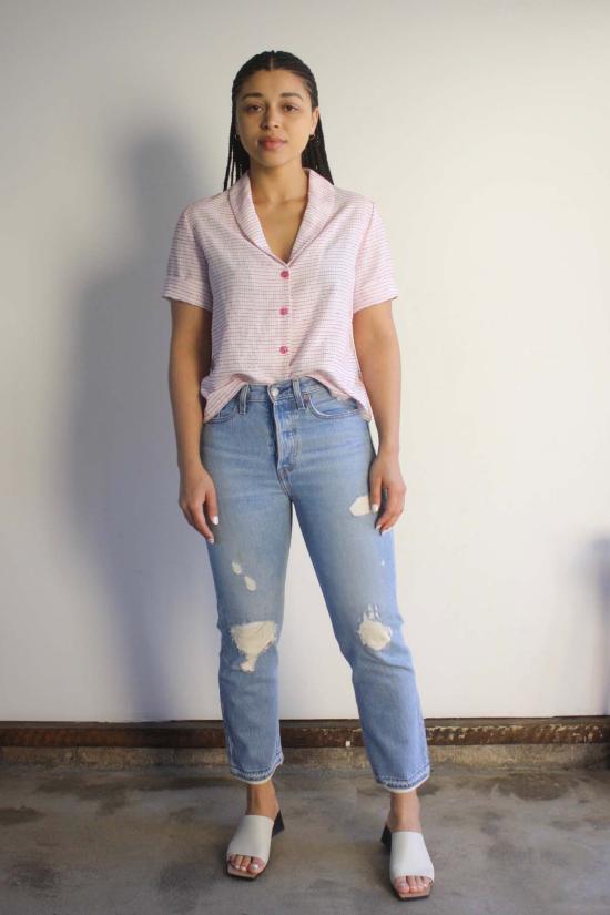  Myrtle 블라우스 머틀 로렌스  핫핑크 격자무늬 - OTHER BRANDS