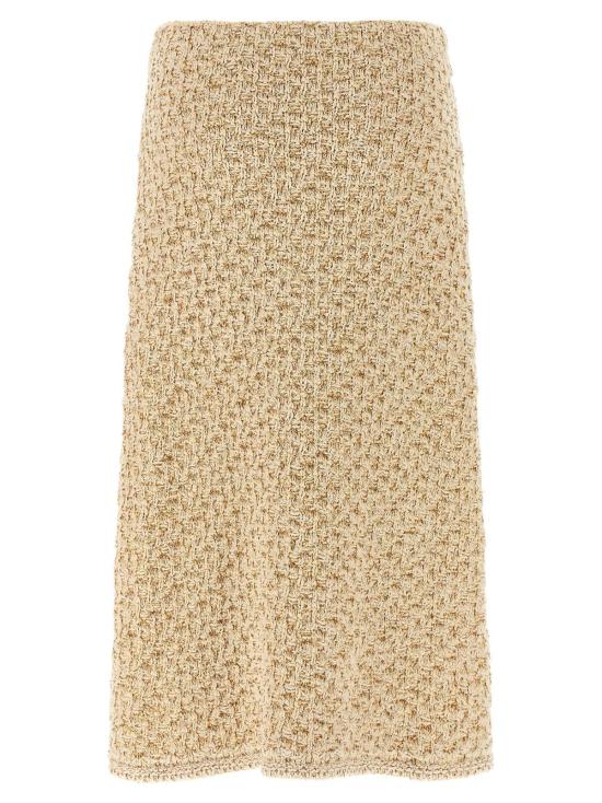  파비아나 필리피 데님 스커트 스팽글 데님 효과 트위드 미디 스커트 골드 - FABIANA FILIPPI