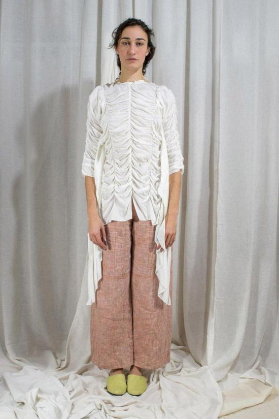  Unknown 블라우스 칼레 러치드 타이 탑 아이보리