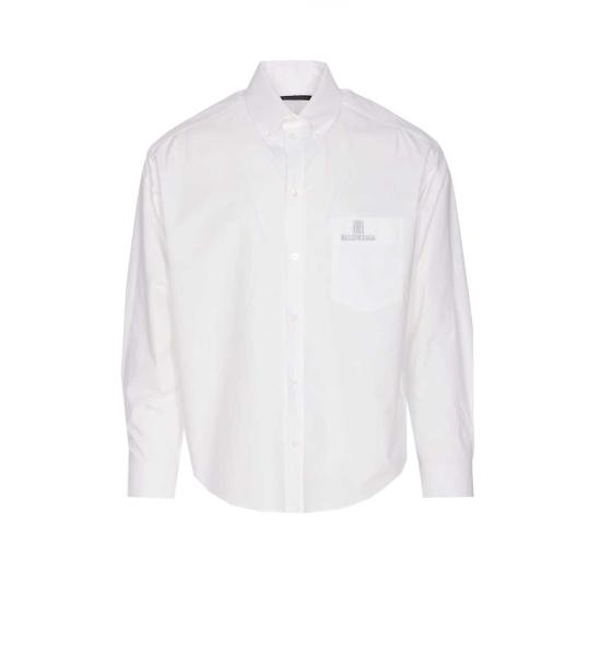  발렌시아가 셔츠 로고 셔츠 화이트