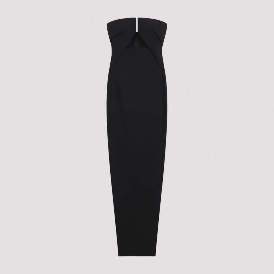  릭 오웬스 롱 원피스 프롱 가운 드레스 블랙