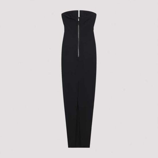  릭 오웬스 롱 원피스 프롱 가운 드레스 블랙 - RICK OWENS