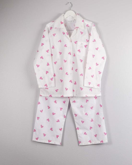  Lounge Act 라운지 웨어 라운지 액트 핑크 하트 프린트 긴팔 잠옷 세트