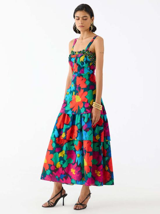  IKKIVI 롱 원피스 이키비 아니마 코르셋 티어드 드레스 멀티 컬러 - IKKIVI