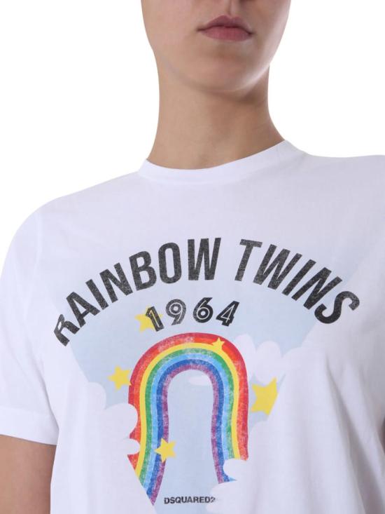  디스퀘어드2 반팔 티셔츠 Dsquared2 라운드넥 티셔츠 화이트 - DSQUARED2