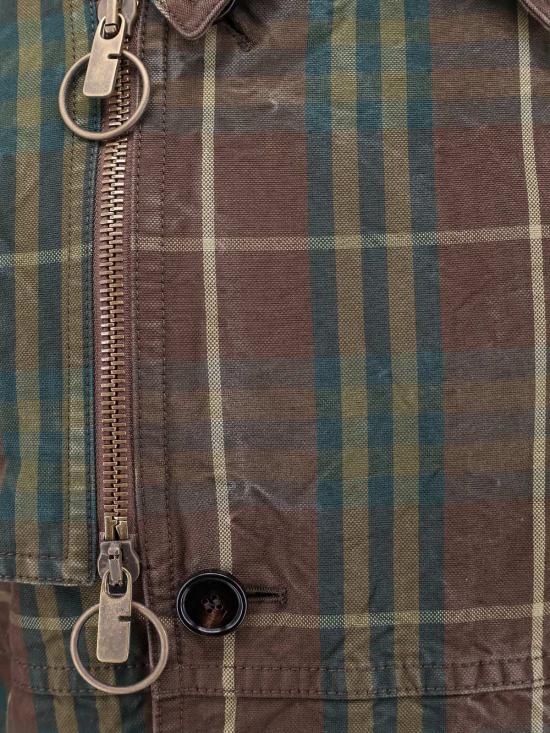  버버리 트렌치 코트 체크 다크 그린 코튼  브라운 - BURBERRY