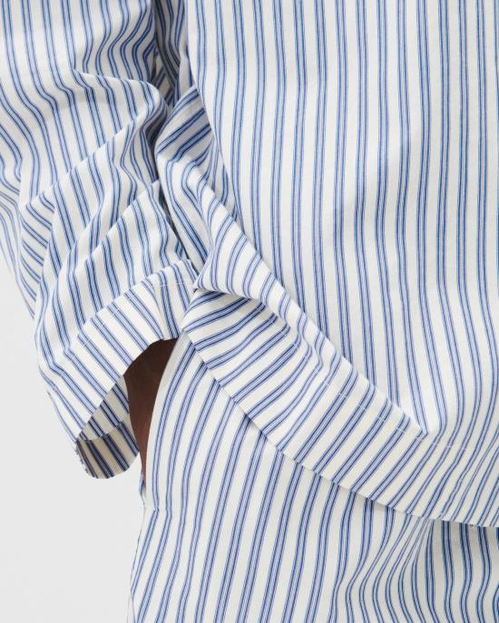  테클라 라운지 웨어 코튼 포플린 파자마 바지 핀 스트라이프 - TEKLA