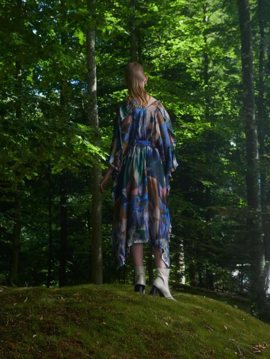  헨릭 빕스코브 롱 원피스 Henrik Vibskov 언컷 카프탄 멀티 브러쉬 드립 - HENRIK VIBSKOV