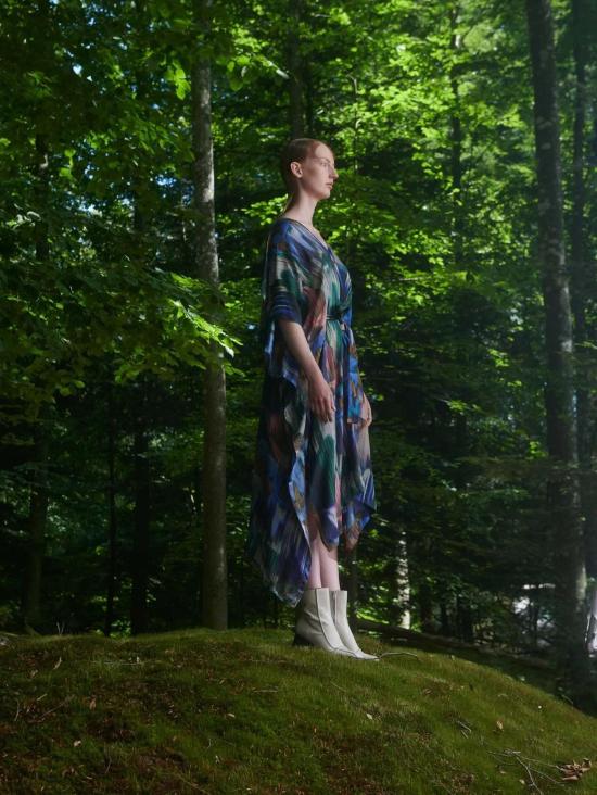  헨릭 빕스코브 롱 원피스 Henrik Vibskov 언컷 카프탄 멀티 브러쉬 드립 - HENRIK VIBSKOV