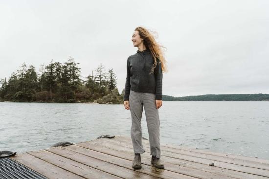  Ship Supply 스트레이트 팬츠 헴프 스트라이프 베이스레이어 팬츠 블랙 - OTHER BRANDS