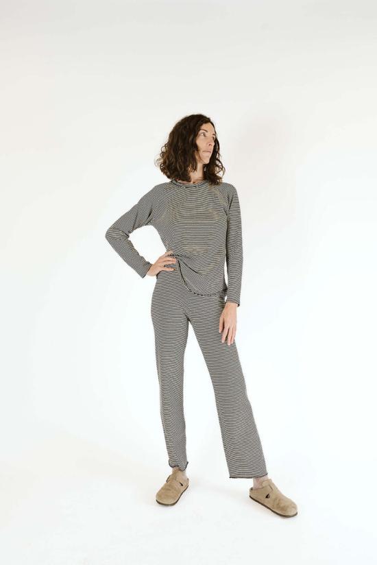  Ship Supply 스트레이트 팬츠 헴프 스트라이프 베이스레이어 팬츠 블랙 - OTHER BRANDS