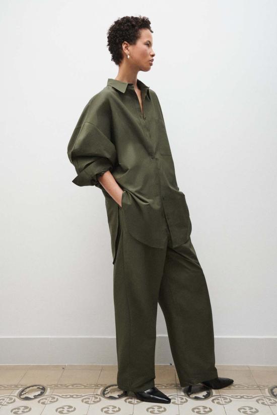  실크 런드리 셔츠 실크 세탁 면 실크 라운드 셔츠 파인 - SILK LAUNDRY