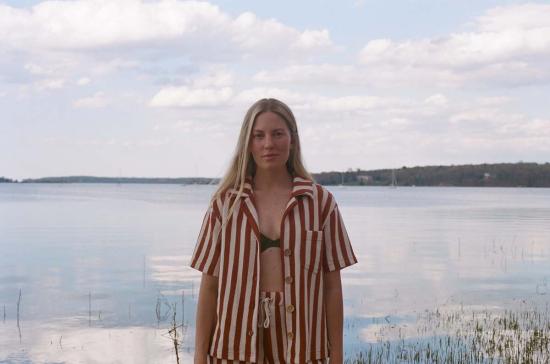  Alice Pearl 숏팬츠 앨리스 펄 위켄드 쇼츠 오렌지 스트라이프 - OTHER BRANDS