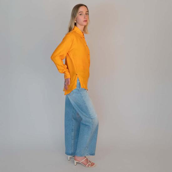  알리지 블라우스 알리시 긴팔 실크  블루 그린 - ALYSI