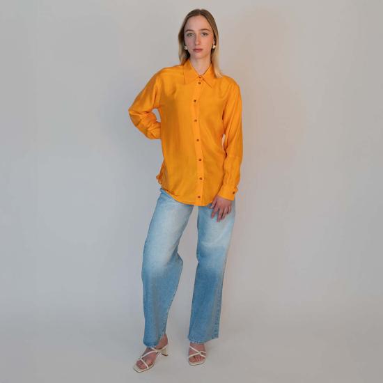  알리지 블라우스 알리시 긴팔 실크  블루 그린 - ALYSI