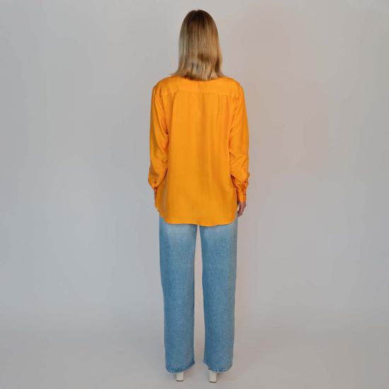  알리지 블라우스 알리시 긴팔 실크  블루 그린 - ALYSI