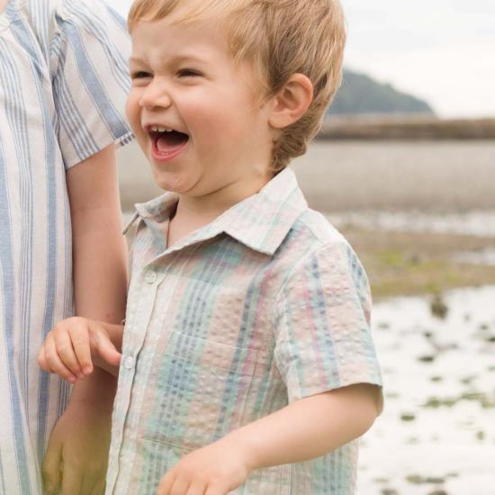  [키즈] Beet World 셔츠 키즈 월드 칼라 셔츠 아크틱 블루 시어서커 - BEET WORLD