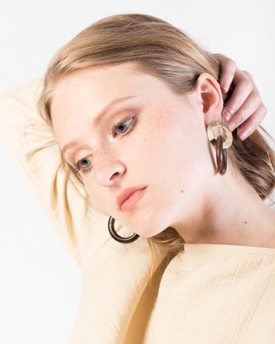  Luiny 이어링 루이니 우드 클래식 이어 펜던트 (초콜릿 색상) - OTHER BRANDS