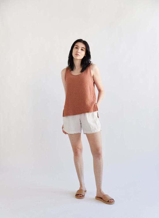  잇이즈웰 LA 민소매 티셔츠 잇이즈웰 L.A. 오가닉 거즈 탱크 화이트 - IT IS WELL L.A.