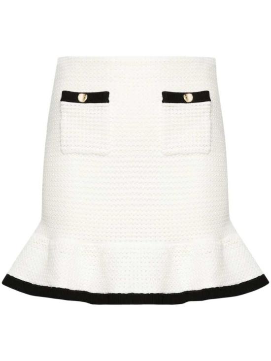  셀프 포트레이트 숏 스커트 크로셰 미니 스커트 화이트