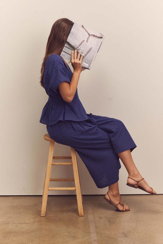  amente 스트레이트 팬츠 아멘테 드로스트링 와이드  코발트 - OTHER BRANDS