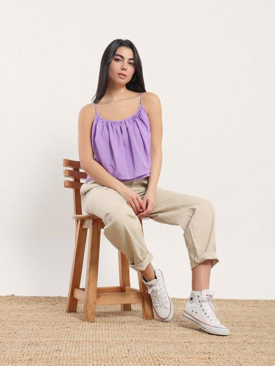  나지라 민소매 티셔츠 라일라 크롭 탱크 - NAZEERAH