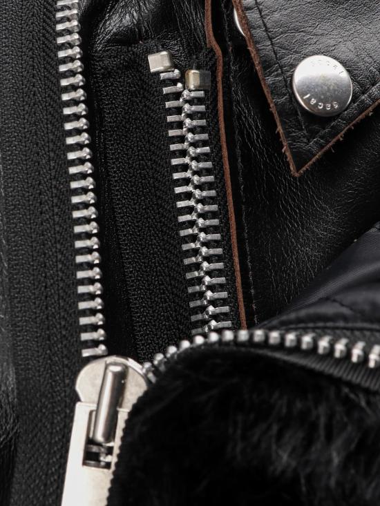  사카이 자켓 가죽 재킷 (합성 모피 인서트 포함) 블랙 - SACAI