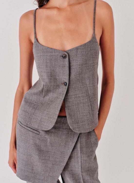  더 가먼트 블라우스 가먼트 파인 탑 그레이 멜란지