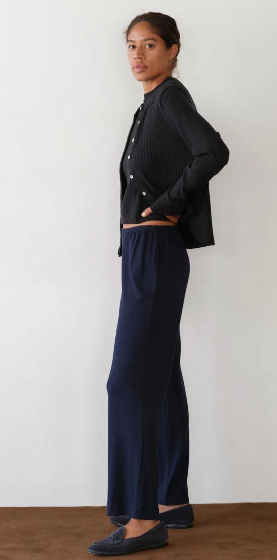  도니 스트레이트 팬츠 . 베이비 립 스캘럽  네이비 - DONNI.