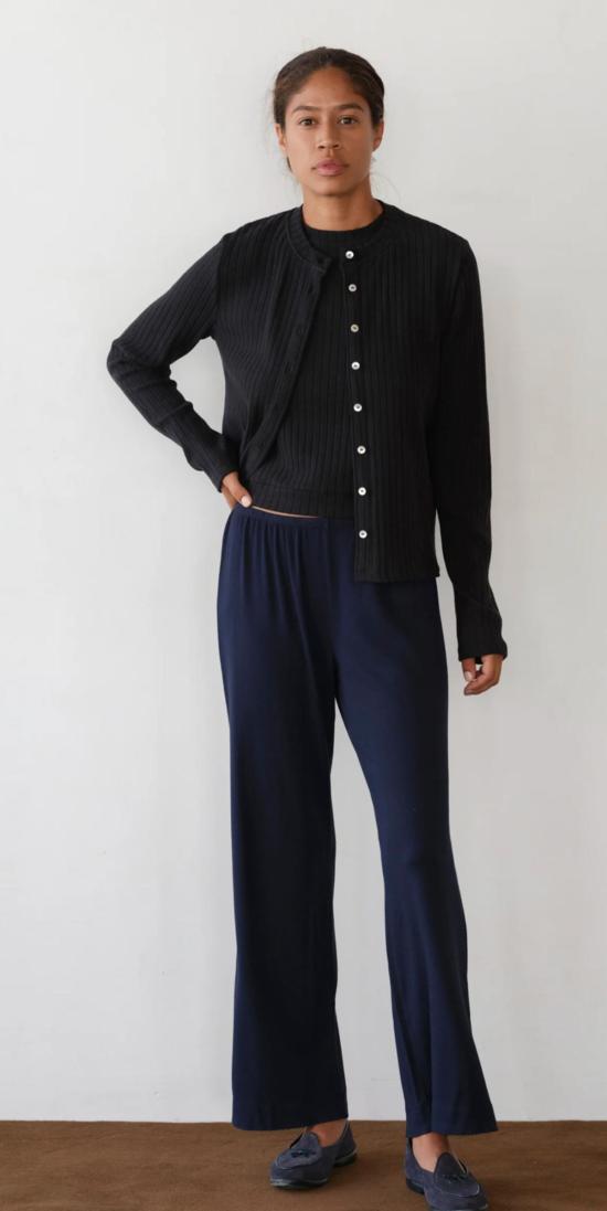  도니 스트레이트 팬츠 . 베이비 립 스캘럽  네이비 - DONNI.